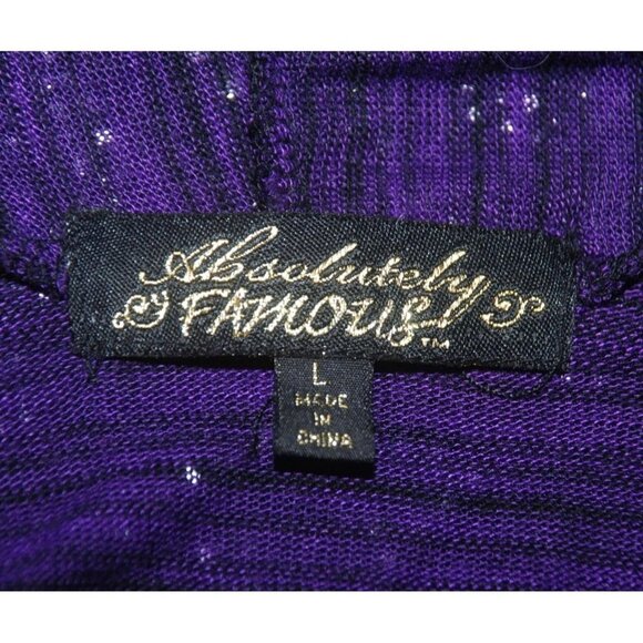 Absolutely Famous Purple Heathered Open Front Cardigan Sweater Size L Studded - Picture 11 of 12